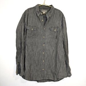Duluth Trading Shirt Mens XL Tall Gray Twill Button Up Work Mechanic Outdoors